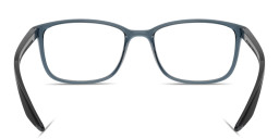 Shop Prada Linea Rossa Logo Signature Wide Pillow Eyeglasses in Transparent Blue online.