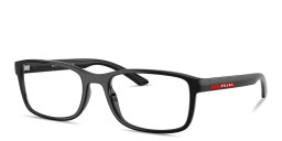 Shop Prada Linea Rossa Logo Signature Pillow Eyeglasses in Black online.