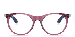 Shop Ray-Ban Junior Optics Kids Panthos Eyeglasses in Transparent Violet online.