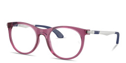 Shop Ray-Ban Junior Optics Kids Panthos Eyeglasses in Transparent Violet online.