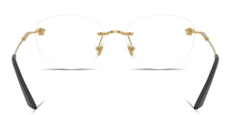 Shop VERSACE Medusa Wide Rimless Round Eyeglasses in Gold online.