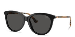 Shop BURBERRY Vintage Check Panthos Sunglasses in Black online.
