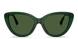 BURBERRY Logo Lettering Cat-Eye Sunglasses in Transparent Green – Product Photo 1