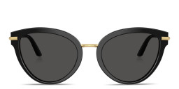 Shop Dolce & Gabbana Engraved Logo Cat-Eye Sunglasses in Black online.