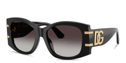 Shop Dolce & Gabbana DG Logo Cat-Eye Sunglasses in Black online.