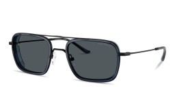 Shop Emporio Armani Eagle Logo Square Sunglasses in Black online.