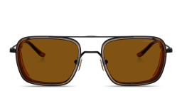 Shop Emporio Armani Eagle Logo Square Sunglasses in Black online.