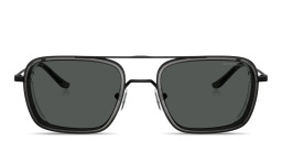 Shop Emporio Armani Eagle Logo Square Sunglasses in Black/Smoke online.