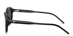 Shop Emporio Armani Embossed Eagle Logo Panthos Sunglasses in Black online.