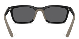 Shop Emporio Armani Embossed Eagle Logo Rectangle Sunglasses in Black online.