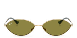 Ray-Ban Kai Unisex Oval Sunglasses in Pale Gold/Green – Product Photo 1
