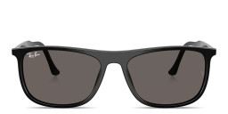 Shop Ray-Ban Embossed Logo Unisex Rectangle Sunglasses in Black online.