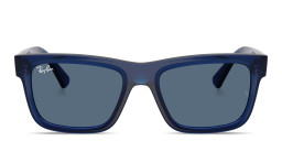 Shop Ray-Ban Junior Kids Rectangle Sunglasses in Transparent Blue online.