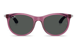 Shop Ray-Ban Junior Kids Panthos Sunglasses in Transparent Violet/Dark Grey online.