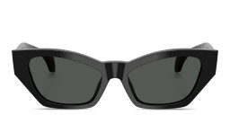 Shop VERSACE Logo Signature Cat-Eye Sunglasses in Black online.