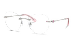 Shop Swarovski Crystal-Embellished Rimless Panthos Eyeglasses in Silver online.