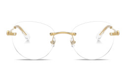 Shop Swarovski Crystal-Embellished Rimless Panthos Eyeglasses in Gold online.