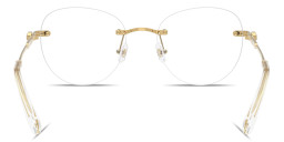Shop Swarovski Crystal-Embellished Rimless Panthos Eyeglasses in Gold online.