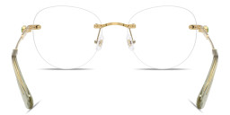 Swarovski Crystal-Embellished Rimless Panthos Eyeglasses in Polished Gold – Product Photo 4