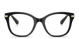 Shop Swarovski Crystal-Embellished Square Eyeglasses in Black online.