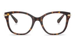 Shop Swarovski Crystal-Embellished Square Eyeglasses in Havana online.