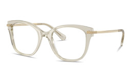 Swarovski Crystal-Embellished Square Eyeglasses in Transparent Beige – Product Photo 2