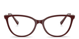 Shop Armani Exchange Logo Lettering Cat-Eye Eyeglasses in Bordeaux online.