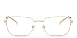 Shop Armani Exchange A|X Engraved Logo Square Eyeglasses in Gold online.