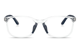 Shop Emporio Armani Eagle Logo Kids Pillow Eyeglasses in Crystal online.
