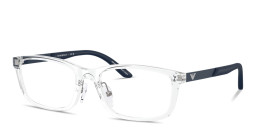 Shop Emporio Armani Eagle Logo Kids Rectangle Eyeglasses in Crystal online.