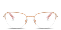Shop Swarovski Crystal-Embellished Half-Rim Cat-Eye Eyeglasses in Rose Gold online.