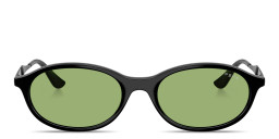 Shop Vogue Eyewear Logo Lettering Oval Sunglasses in Black online.