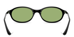 Shop Vogue Eyewear Logo Lettering Oval Sunglasses in Black online.