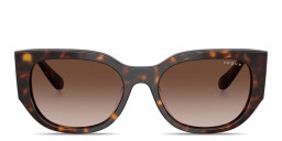Shop Vogue Eyewear Logo Lettering Irregular Sunglasses in Dark Havana online.