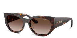 Shop Vogue Eyewear Logo Lettering Irregular Sunglasses in Dark Havana online.