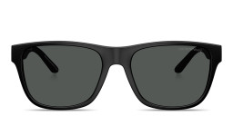 نظارات شمسية مربّعة بشعار النسر من امبوريو أرماني بلون أسود مطفي/رمادي داكن مستقطب - صورة المنتج 1