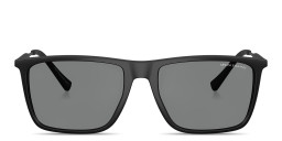 Shop Armani Exchange A|X Logo Square Sunglasses in Matte Black online.