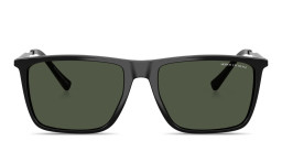 Shop Armani Exchange A|X Logo Square Sunglasses in Black online.