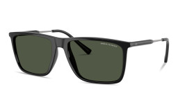 Shop Armani Exchange A|X Logo Square Sunglasses in Black online.