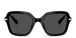 Shop Swarovski Crystal Irregular Sunglasses in Black/Dark Grey online.