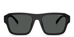 Shop Armani Exchange A|X Logo Square Sunglasses in Matte Black online.