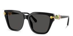 Shop Swarovski Crystal-Embellished Irregular Sunglasses in Black online.