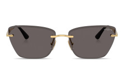 Vogue Eyewear Engraved Logo Rimless Cat-Eye Sunglasses in Gold/Black Smoke – Product Photo 1