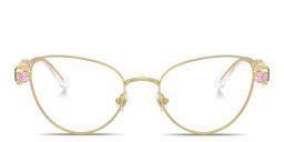 Shop Swarovski Crystal-Embellished Cat-Eye Eyeglasses in Gold online.