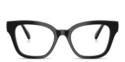 Shop Swarovski Tri-Color Crystal-Embellished Square Eyeglasses in Black online.