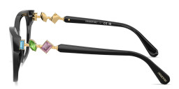 Shop Swarovski Tri-Color Crystal-Embellished Square Eyeglasses in Black online.