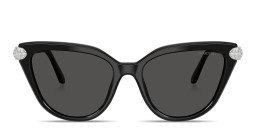 Shop Swarovski Crystal-Embellished Cat-Eye Sunglasses in Black online.