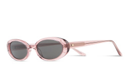 TRICE Logo Oval Sunglasses in Transparent Pink – Product Photo 2