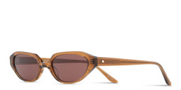 TRICE Logo Irregular Sunglasses in Transparent Brown – Product Photo 2