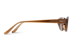 TRICE Logo Irregular Sunglasses in Transparent Brown – Product Photo 3